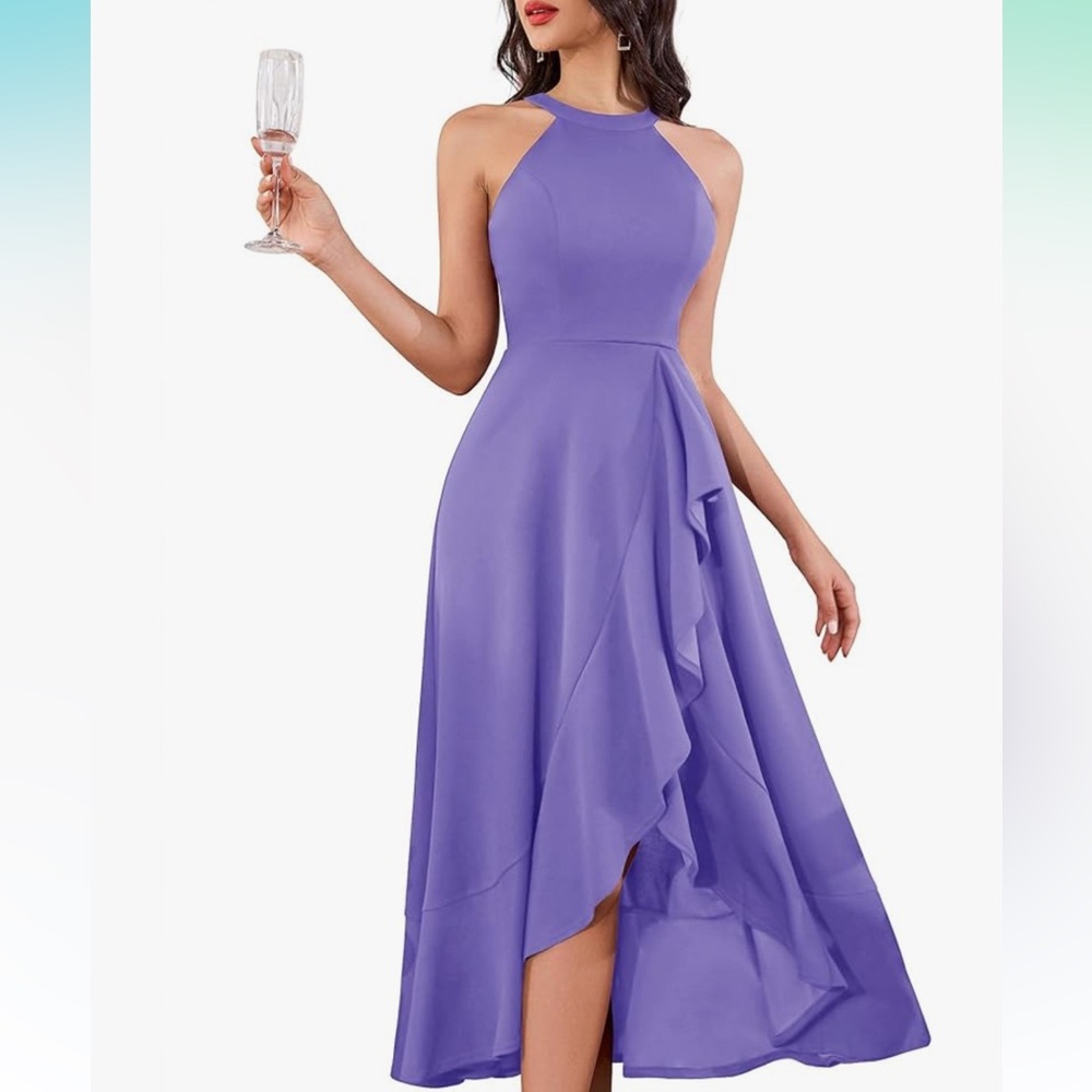 Elegant Purple Women's Wedding Guest Dress